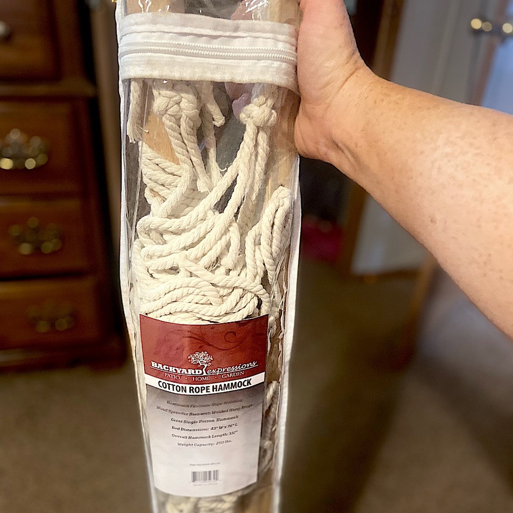 New in the bag cotton rope hammock